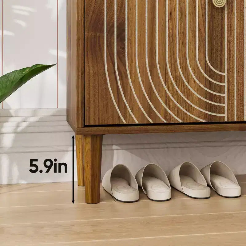 Mobile scarpiera mid-century – 2 ante a ribalta, ripiani regolabili, 95,8 cm di altezza
