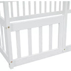 Letto a pavimento a forma di casa con recinzione e sponde – Letto per bambini in legno massello, Bianco