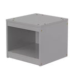 Letto a pavimento con sponde a forma di casetta bifamiliare – Letto per bambini in legno massello, grigio