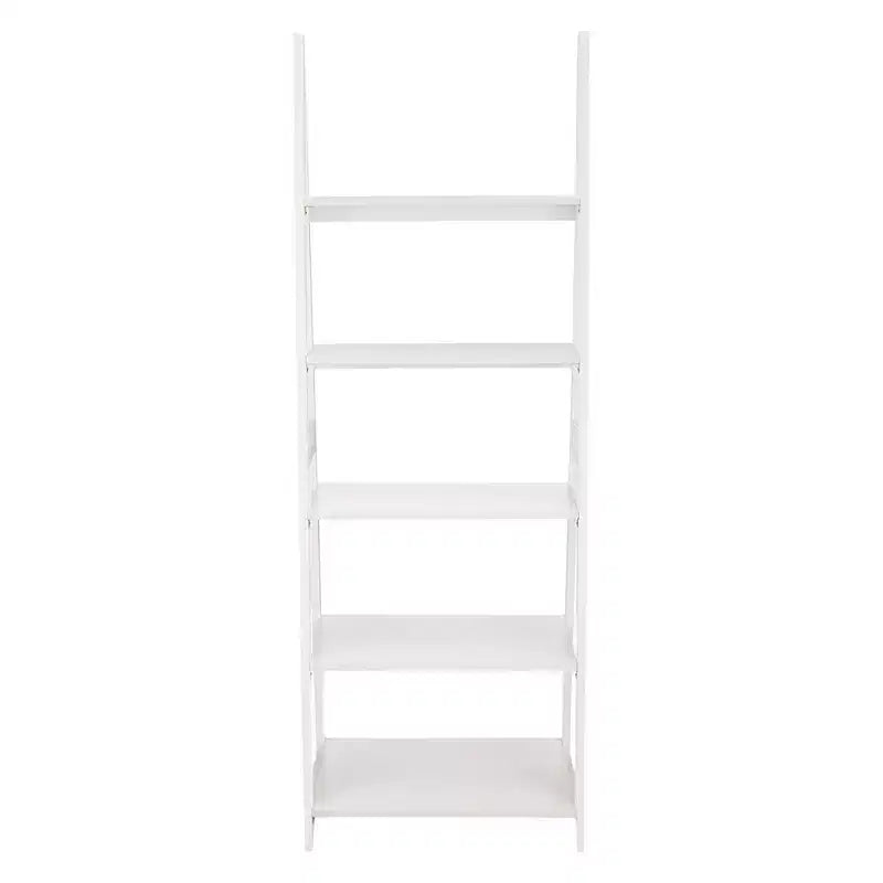 Scaffale a Scala a 5 Ripiani – Organizzatore Espositivo in Legno per Libri e Oggetti Decorativi, Bianco