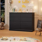 Comò Orizzontale a 8 Cassetti – 130 cm di Larghezza, MDF Antigraffio, Cassetti in Simil Lino