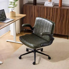 Sedia Girevole in Pelle Oliata Cerata con Braccioli Ribaltabili – Ergonomica, Girevole a 360°