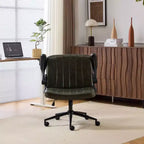 Sedia Girevole in Pelle Oliata Cerata con Braccioli Ribaltabili – Ergonomica, Girevole a 360°