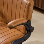 Sedia Girevole in Pelle Oliata Cerata con Braccioli Ribaltabili – Ergonomica, Girevole a 360°