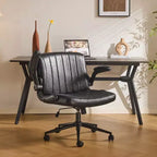 Sedia Girevole in Pelle Oliata Cerata con Braccioli Ribaltabili – Ergonomica, Girevole a 360°