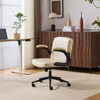 Sedia Girevole in Pelle Oliata Cerata con Braccioli Ribaltabili – Ergonomica, Girevole a 360°