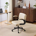 Sedia Girevole in Pelle Oliata Cerata con Braccioli Ribaltabili – Ergonomica, Girevole a 360°