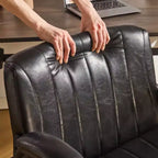 Sedia Girevole in Pelle Oliata Cerata con Braccioli Ribaltabili – Ergonomica, Girevole a 360°