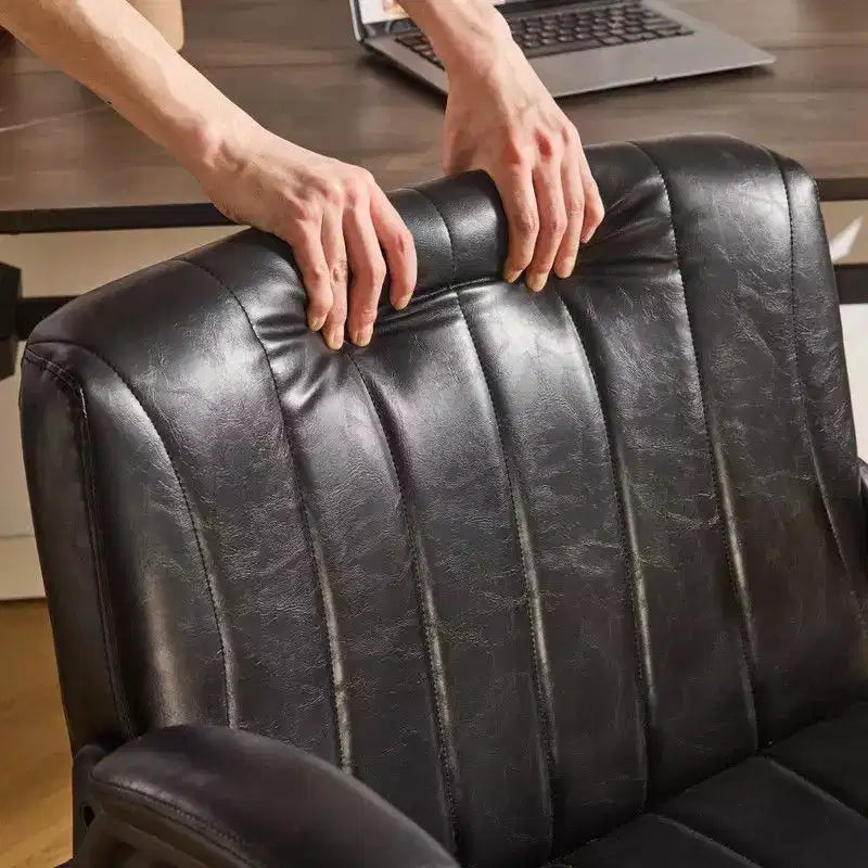 Sedia Girevole in Pelle Oliata Cerata con Braccioli Ribaltabili – Ergonomica, Girevole a 360°
