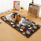 Materasso futon giapponese matrimoniale – Tatami pieghevole di 8 cm di spessore, motivo floreale nero