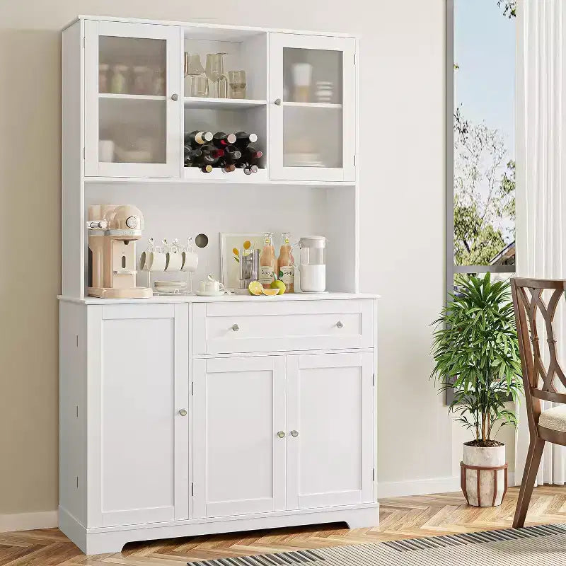 Dispensa da Cucina Alta 180 cm – Credenza/Mobile Caffè con Cassetti e Piano di Lavoro Aperto