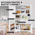 Dispensa da Cucina Alta 180 cm – Credenza/Mobile Caffè con Cassetti e Piano di Lavoro Aperto