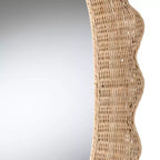 Scalloped Natural Rattan Wall Mirror – Oval Boho Coastal, 37.5" High