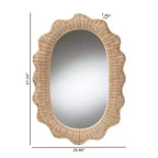 Scalloped Natural Rattan Wall Mirror – Oval Boho Coastal, 37.5" High