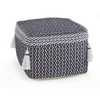 Pouf poggiapiedi ottomano geometrico in cotone blu da 45,7 cm – Versatile poggiapiedi e seduta extra