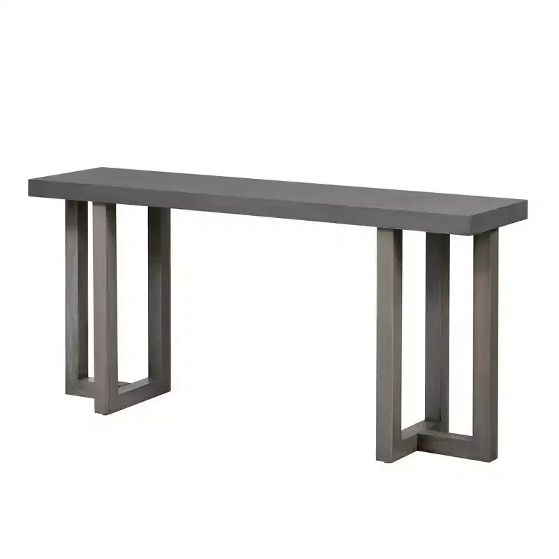 Consolle Minimalista da 63" – Gambe in Legno Massello, Piano Spesso, Nera