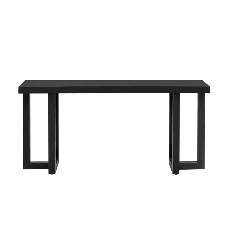 Consolle Minimalista da 63" – Gambe in Legno Massello, Piano Spesso, Nera