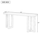 Consolle Minimalista da 63" – Gambe in Legno Massello, Piano Spesso, Nera