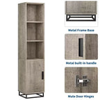 Mobiletto contenitore alto 178 cm con base con struttura in metallo e ripiani regolabili, mobiletto contenitore aperto autoportante per bagno, soggiorno