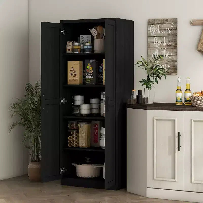 Dispensa da Cucina a 2 Ante da 63", Mobile Indipendente con 2 Ripiani Regolabili per la Sala da Pranzo