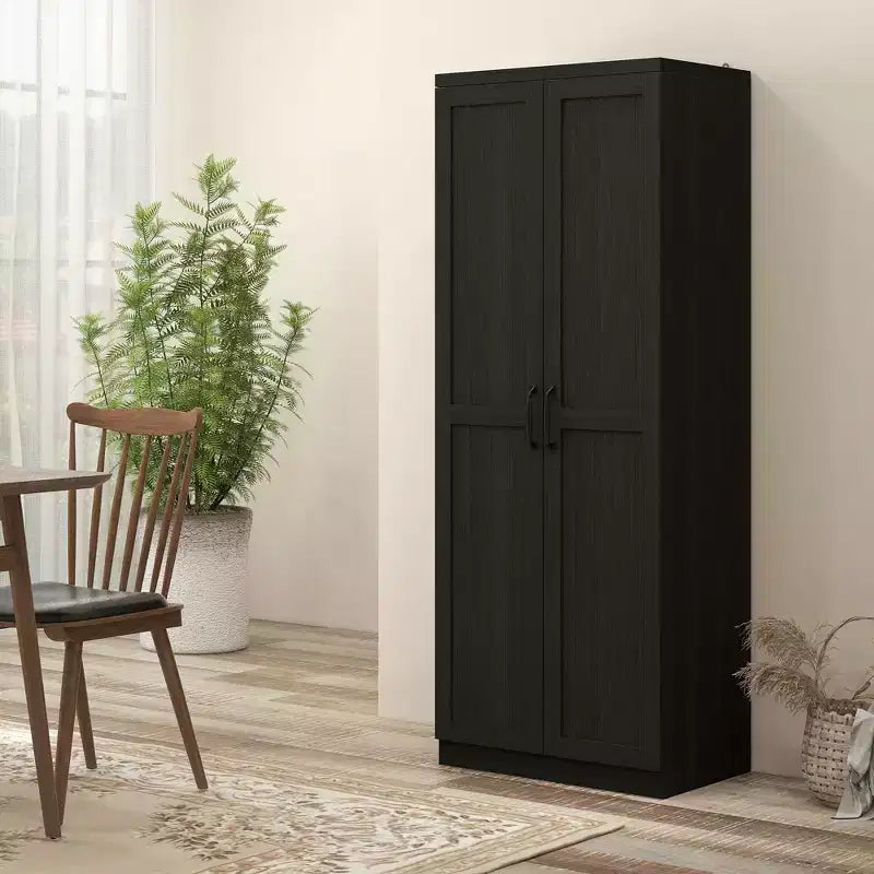 Dispensa da Cucina a 2 Ante da 63", Mobile Indipendente con 2 Ripiani Regolabili per la Sala da Pranzo