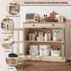 Mobile dispensa da cucina, 2 ante in vetro, buffet, cassetti laterali, con ripiani regolabili per sala da pranzo, cucina, ingresso