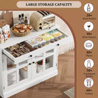 Mobile dispensa da cucina, 2 ante in vetro, buffet, cassetti laterali, con ripiani regolabili per sala da pranzo, cucina, ingresso