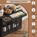 Mobile dispensa da cucina, 2 ante in vetro, buffet, cassetti laterali, con ripiani regolabili per sala da pranzo, cucina, ingresso