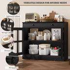 Mobile dispensa da cucina, 2 ante in vetro, buffet, cassetti laterali, con ripiani regolabili per sala da pranzo, cucina, ingresso