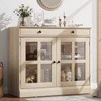 Mobile dispensa da cucina, 2 ante in vetro, buffet, cassetti laterali, con ripiani regolabili per sala da pranzo, cucina, ingresso