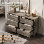 Cassettiera a 6 cassetti, mobile contenitore in legno con maniglie in metallo, cassettiera ampia moderna/mobile TV, per camera da letto, soggiorno, ingresso