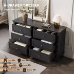 Cassettiera a 6 cassetti, mobile contenitore in legno con maniglie in metallo, cassettiera ampia moderna/mobile TV, per camera da letto, soggiorno, ingresso