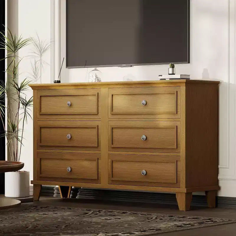 Cassettiera a 6 cassetti, mobile contenitore in legno con maniglie in metallo, cassettiera ampia moderna/mobile TV, per camera da letto, soggiorno, ingresso