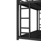 Letto a castello Twin XL su Queen con scaletta e ringhiera di sicurezza, struttura robusta insonorizzata per adolescenti e adulti, nero