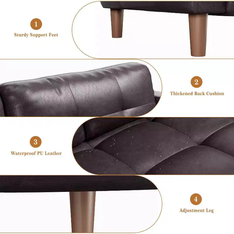 Divano a 3 posti in finta pelle da 83,1 pollici, divanetto oversize imbottito con cuscino posteriore, divano moderno di metà secolo per soggiorno, ufficio