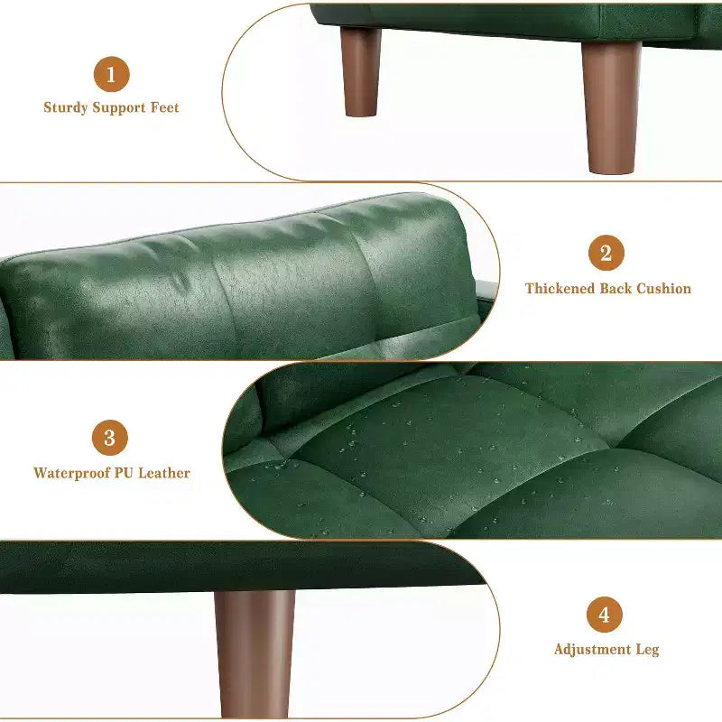 Divano a 3 posti in finta pelle da 83,1 pollici, divanetto oversize imbottito con cuscino posteriore, divano moderno di metà secolo per soggiorno, ufficio