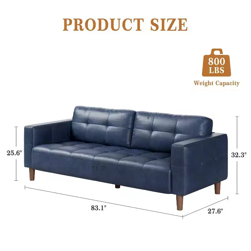 Divano a 3 posti in finta pelle da 83,1 pollici, divanetto oversize imbottito con cuscino posteriore, divano moderno di metà secolo per soggiorno, ufficio