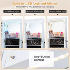 64 Mobile portagioie chiudibile a chiave con specchio e luci LED