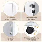 64 Mobile portagioie chiudibile a chiave con specchio e luci LED
