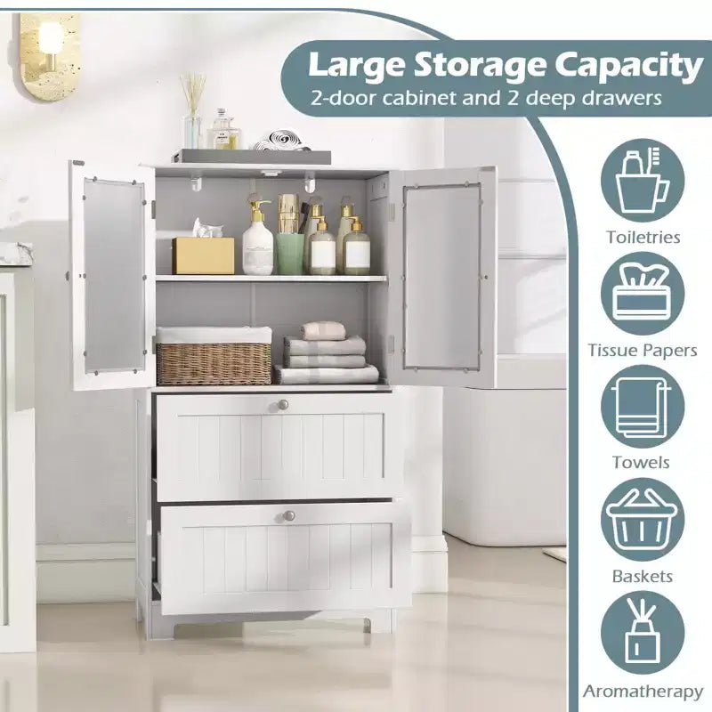 Mobiletto da bagno a colonna con 2 cassetti
