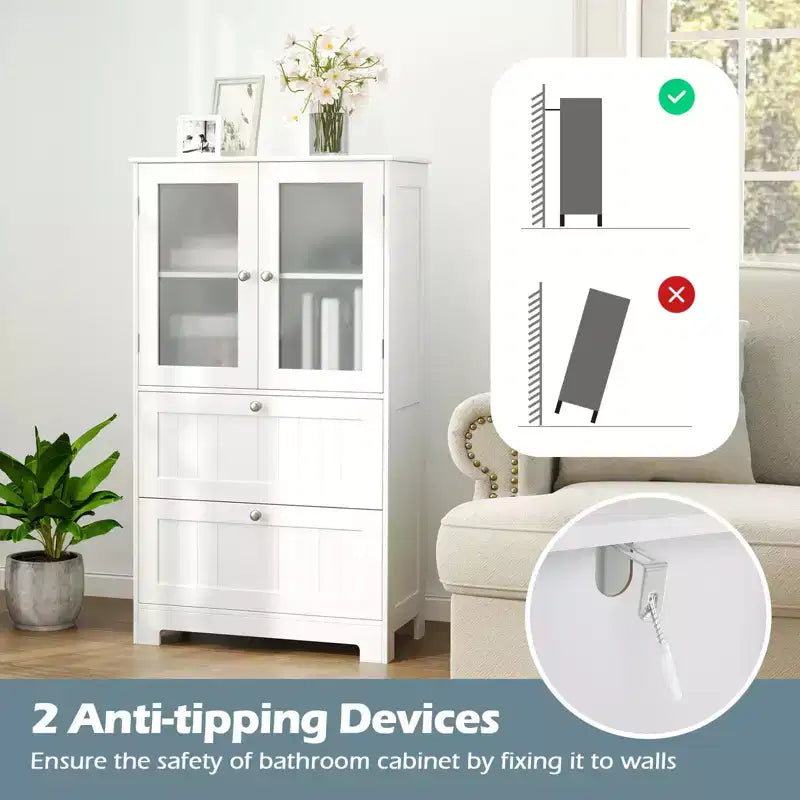 Mobiletto da bagno a colonna con 2 cassetti