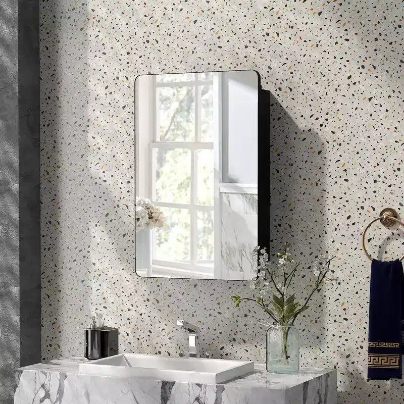 Mobiletto da bagno con specchio da 20 x 30 pollici, con telaio in alluminio e ripiani regolabili