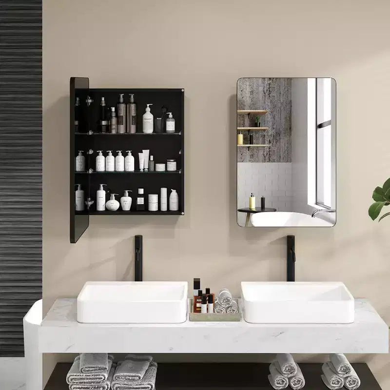 Mobiletto da bagno con specchio da 20 x 30 pollici, con telaio in alluminio e ripiani regolabili