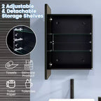 Mobiletto da bagno con specchio da 20 x 30 pollici, con telaio in alluminio e ripiani regolabili