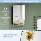Mobiletto da bagno con specchio da 20 x 30 pollici, con telaio in alluminio e ripiani regolabili
