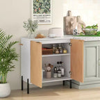 Credenza a 2 ante con ripiano, gambe in metallo e kit antiribaltamento