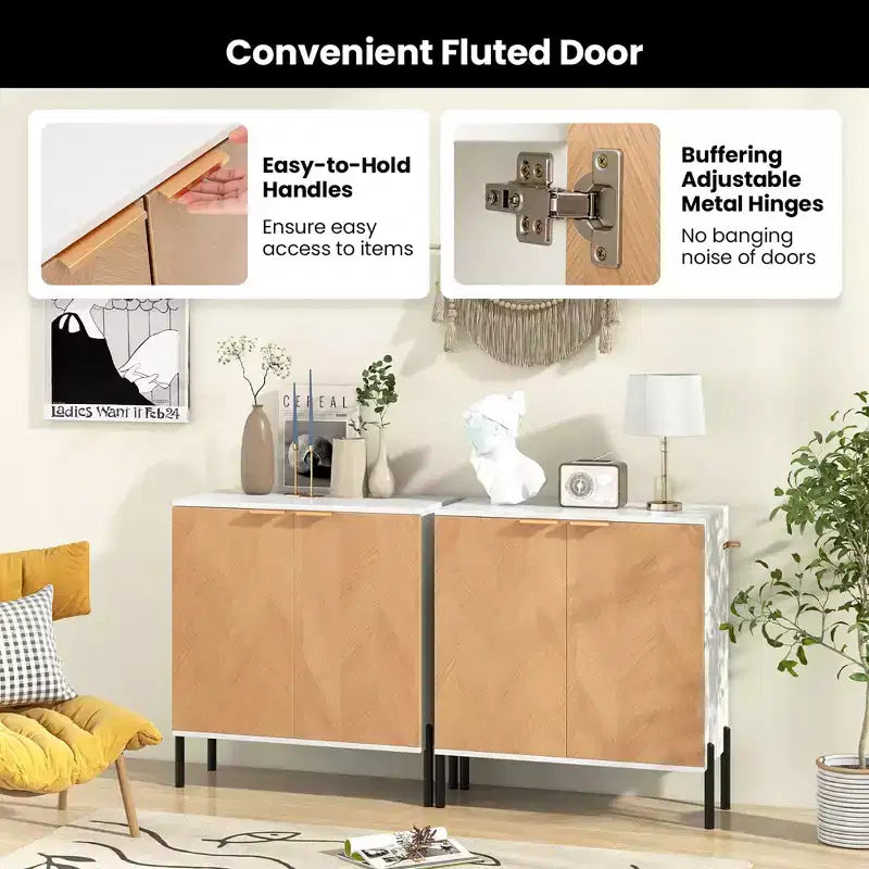 Credenza a 2 ante con ripiano, gambe in metallo e kit antiribaltamento