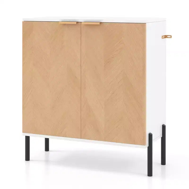 Credenza a 2 ante con ripiano, gambe in metallo e kit antiribaltamento