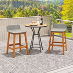 Sgabelli da bar in legno massello di acacia, set da 2, sedie da patio in rattan altezza bancone per portico