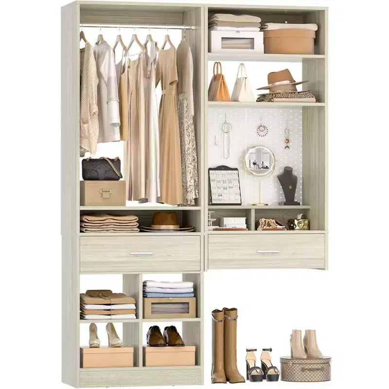 Sistema armadio 50 pezzi con scrivania a muro e organizer da trucco